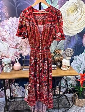 Nordstrom Label of Love 18 Floral Hi-Low Maxi Dress Rayon Boho Cottagecore